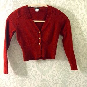 J.crew burgundy cropped cardigan.